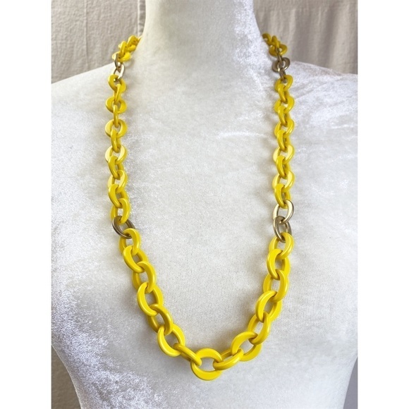 J. Crew Unique Link yellow and matte gold Chain Long Necklace - Picture 1 of 4